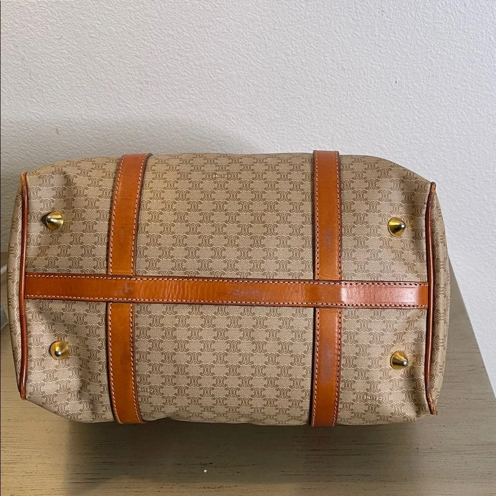 Celine Brown and Tan Monogram Boston Bag - Picture 5 of 13
